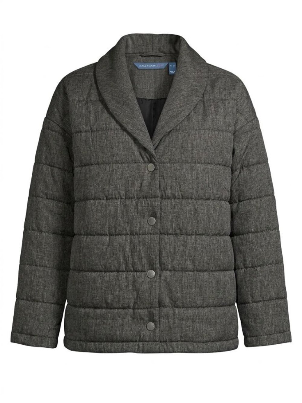 Isaac Mizrahi Live! True Denim Quilted Shawl Jacket Sz XL Black Snap Up A462265